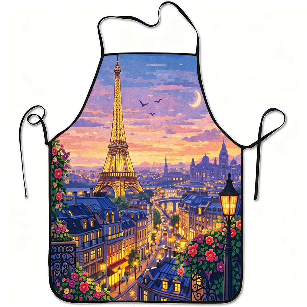 Mom'S Home Cooking - Paris Eiffel Tower Apron, Romantic Cityscape