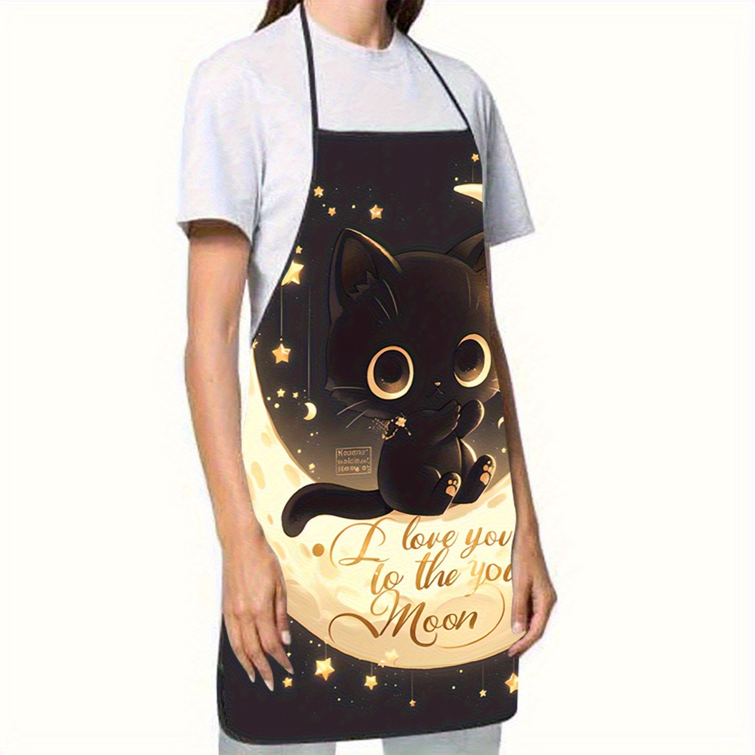 Cute Black Cat Moon Apron, I L - Mom'S Home Cooking review and price