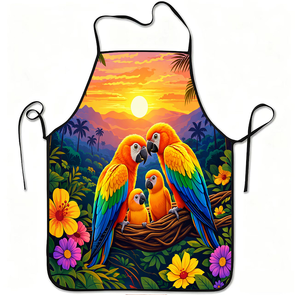 Colorful Parrot Family Apron,  - Mom'S Home Cooking review and price